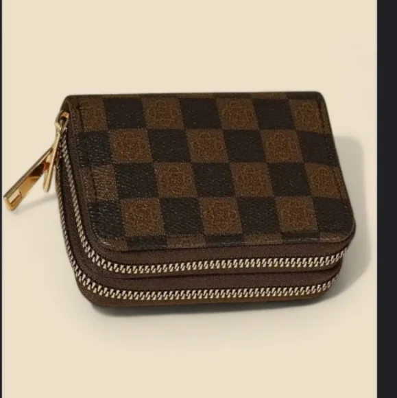 Brown Monogram Checkerboard Wallet Zip Zippy Around Double Zip Walet Brown/Black - Picture 5 of 16